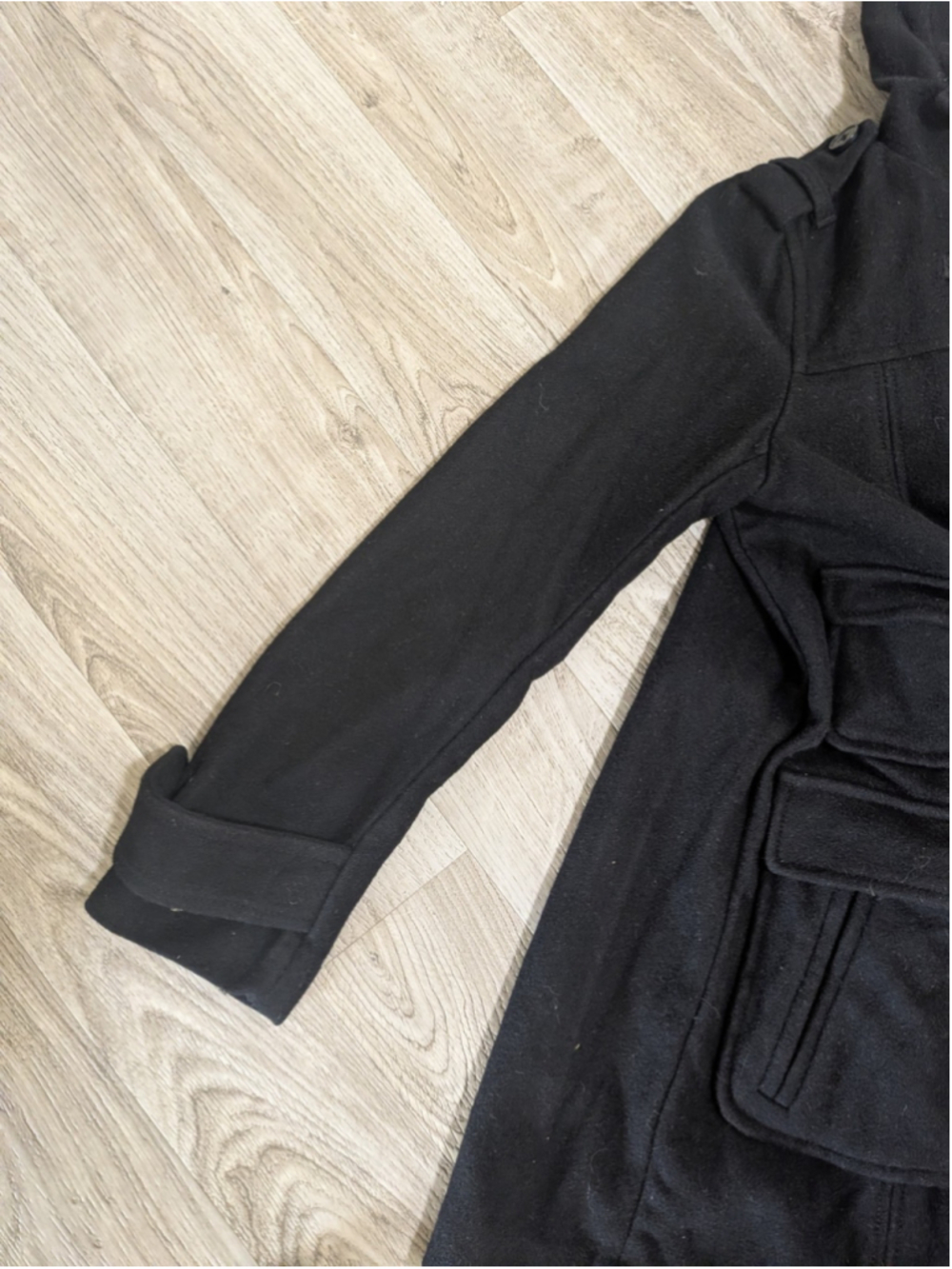 GAP Wool Toggle Coat Womens Size Small Black Minimalist Winter Warm Full Zip - Picture 6 of 8
